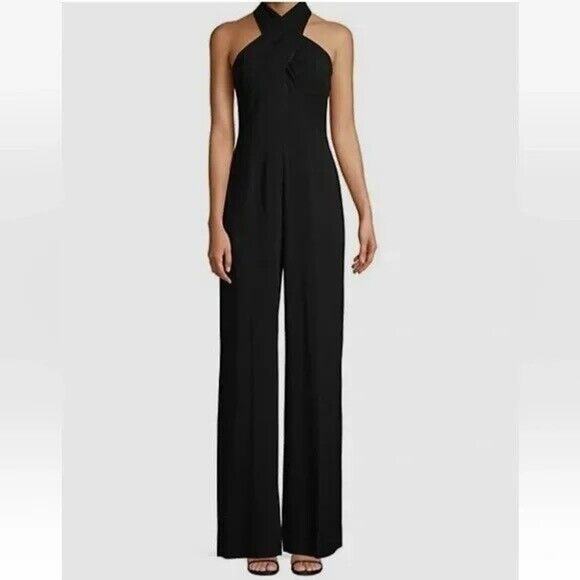 NWT Kobi Halperin Chasidy Black Halter Neck Jumpsuit $598 Size 14 - Picture 1 of 6